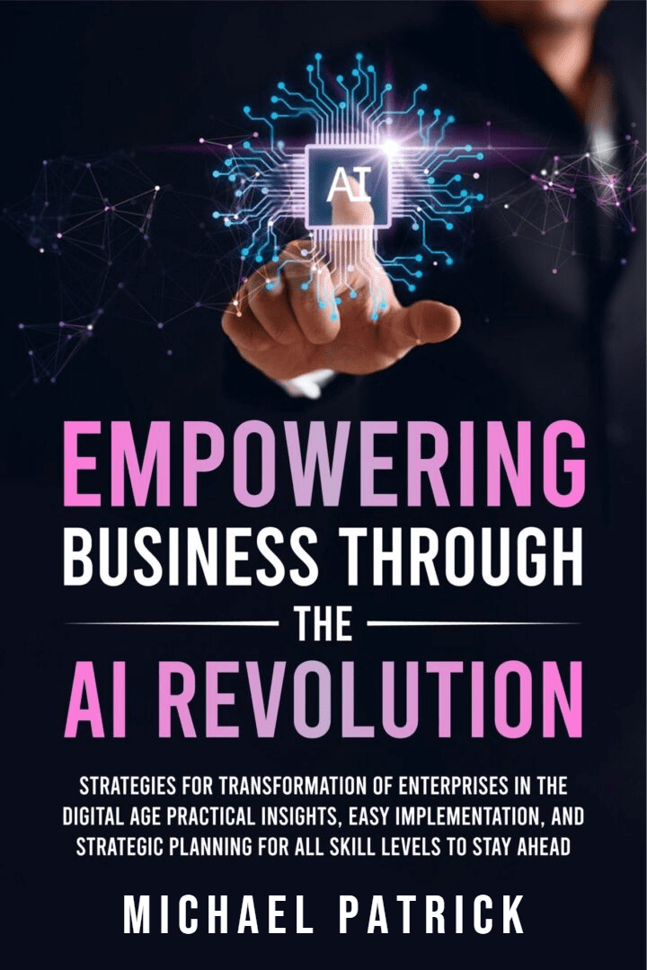 A book cover with the title empowering business through the ai revolution.