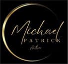 A black and gold logo for michael patrick author